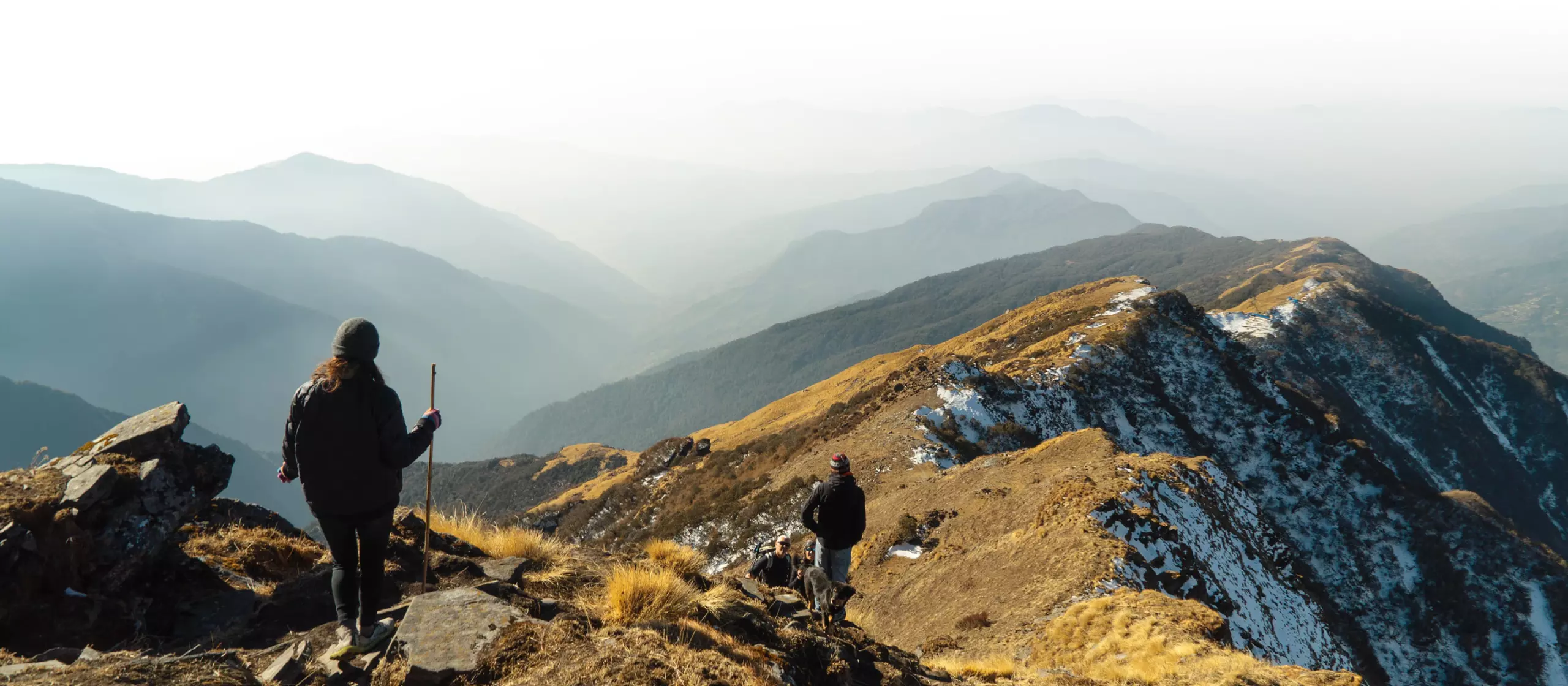 Woman hiking in the mountains